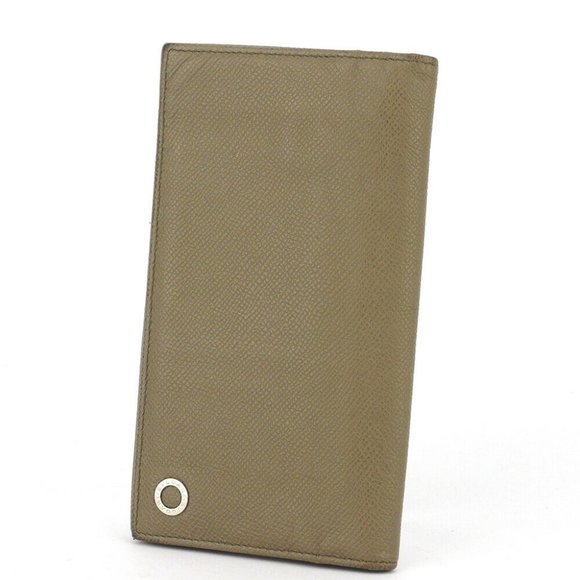 BVLGARI wallet Bulgari Bulgari Man gray gray beige leather Auth used T17951 - Picture 1 of 8